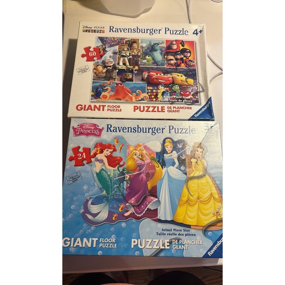 Disney Princess Ravensburger Floor Puzzle Lot 60pc Giant Kids Toy Bundle